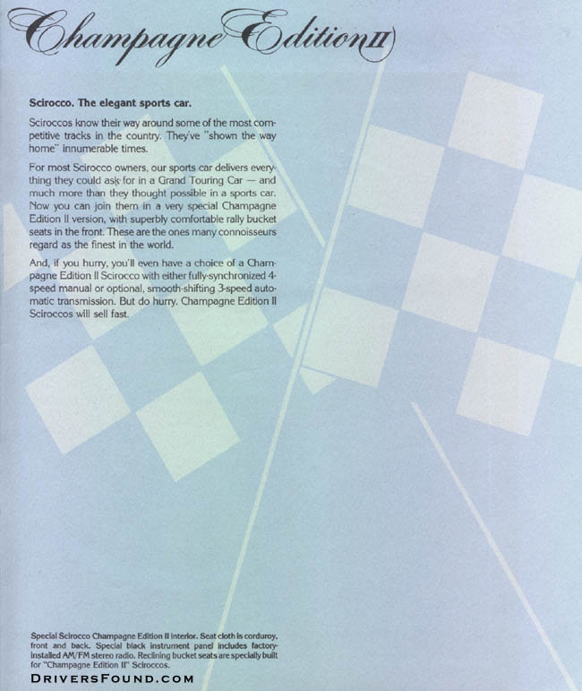 1978 VW Scirocco Brochure