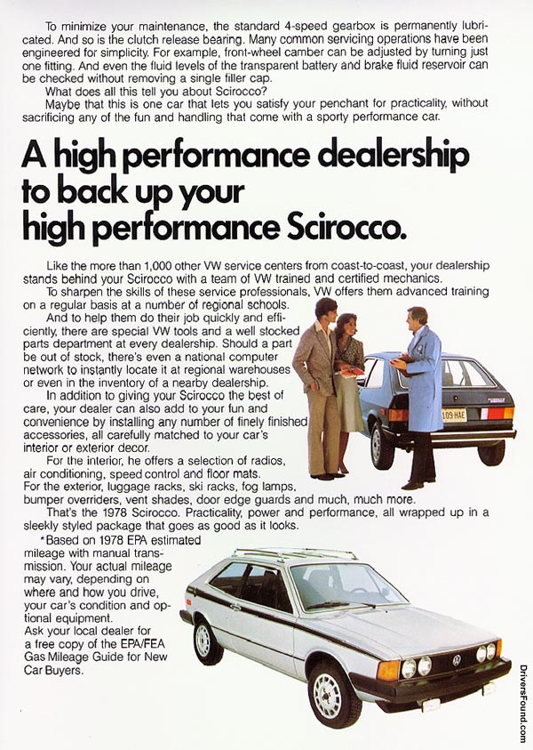 1978 VW Scirocco Brochure