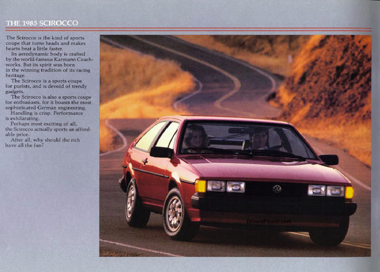 1985 VW Scirocco Brochure